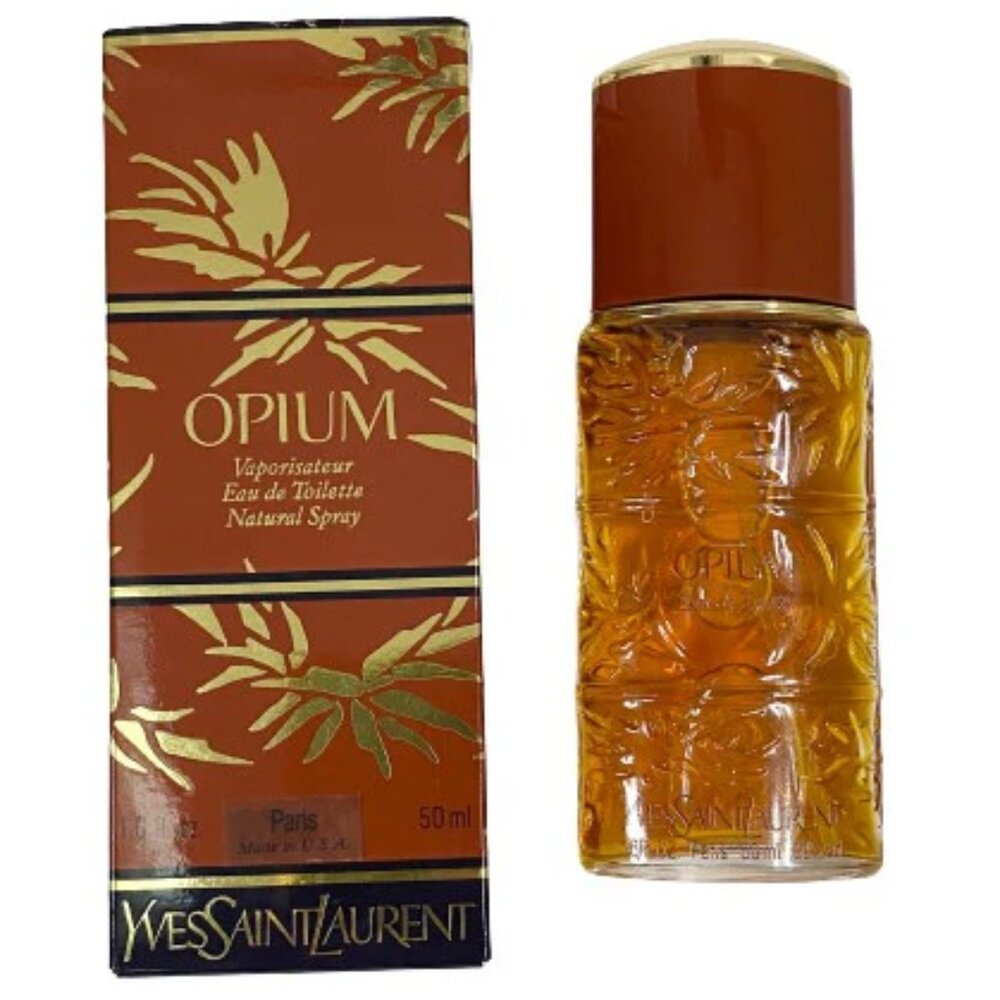 Rare Vintage 1990s Packaging YSL Parfums OPIUM Eau de Toilette Spray 1 fl ox.